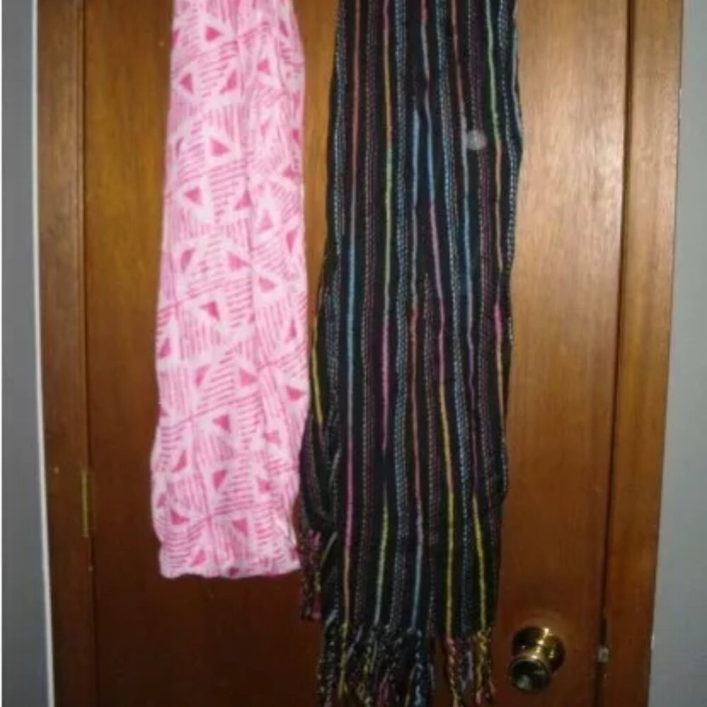 Vanity BOGO Scarf Black Fringe Hot Pink White Infinity Scarves Wrap LOT